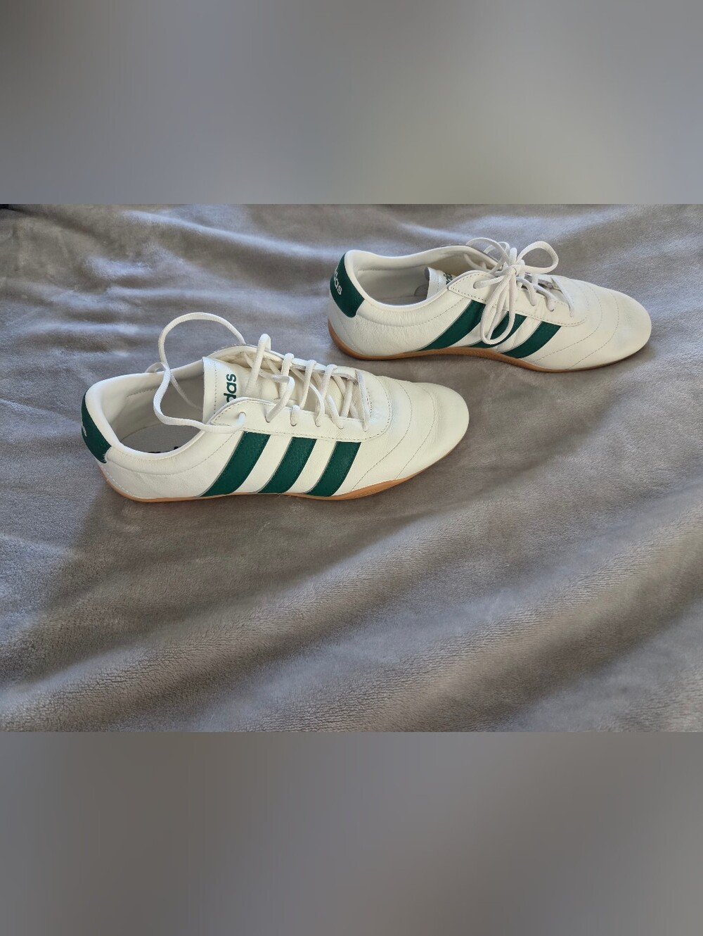 Adidas White & Green Striped Sneakers